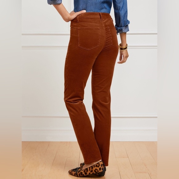 NWT Talbots Stretch Corduroy High Waist Straight Rust Brown Pants Size 10 - Picture 1 of 14